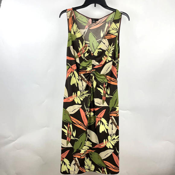 BCBGMAXAZRIA Tropical Leaves V-Neck Sheath Women's Dress - Picture 7 of 7